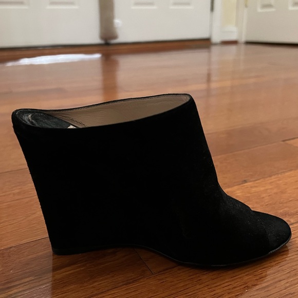 Prada Suede Open-Toe Wedge Bootie Heels - Picture 4 of 10